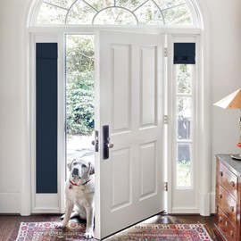 PONY DANCE Entry Door Side Blinds - Privacy Window Curtain 12x72 Inch Thermal Insulate Navy Blue 1 Panel