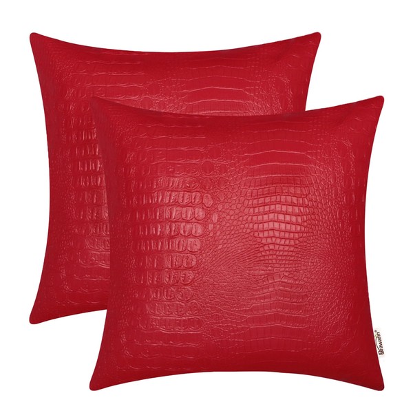 BRAWARM Faux Leather Pillow Covers 22 X 22 Inches, Christmas