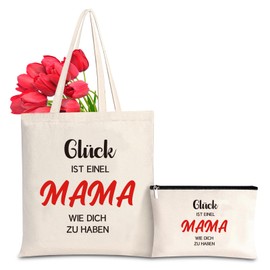 Mama Gift Canvas Tote Bag with Cosmetic Bag, Shopping Bag, Mum Cotton Bag, Fabric Bag, Shopper Women's Tote Bag, Handbag, Gift Idea for Mother for Birthday, Mother's Day, Christmas