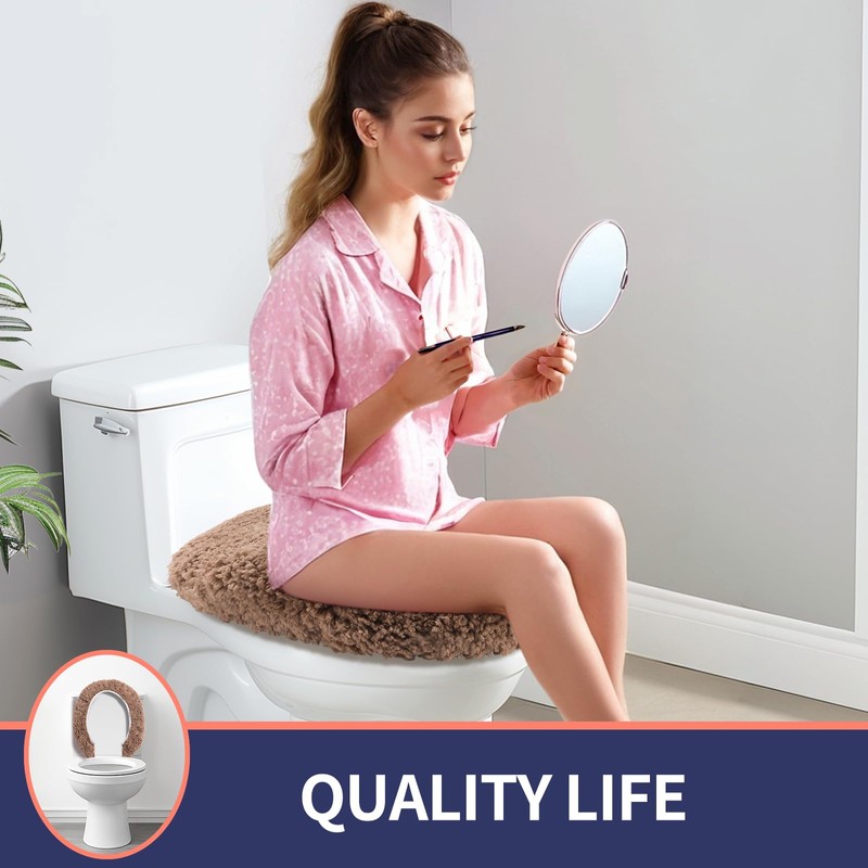 Baahrnom Luxury Soft Microfiber Toilet Lid Cover Machine Washable Solid