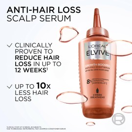 L'Oreal Paris Elvive Growth Booster Scalp Serum, Anti Hair Loss Scalp Treatment, with Aminexil, Nianimacide and Ginger Extract, Reduces Hair Loss, 102ml