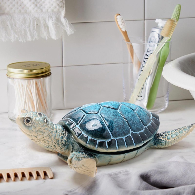 Hodao Sea Turtle Jewelry Keepsake Box Decorations Sculpted Hand-Painted Memorial