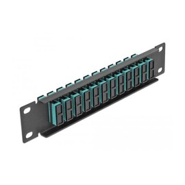 Delock 10 Inch LWL Patch Panel 12 Port SC Duplex Aqua 1 HE Black