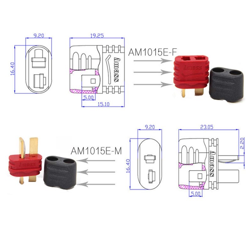 Yiqigou 5 Pairs Non-slip Amass Deans T-style Male Female Plug