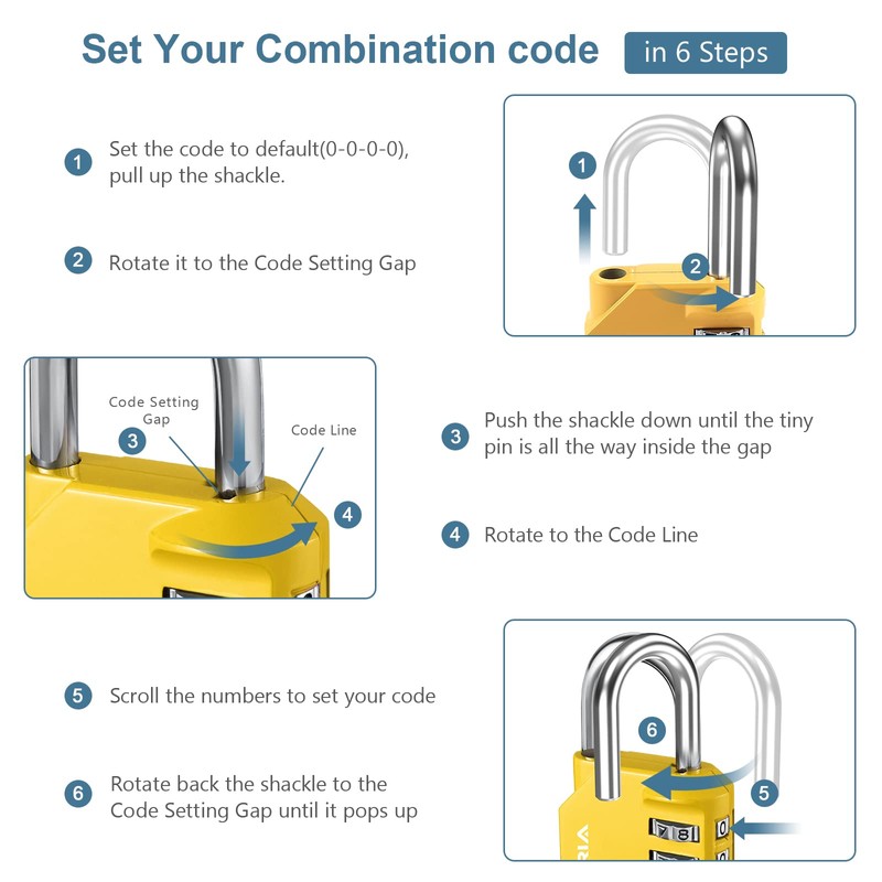 Upgraded Version Combination Lock, [2 Packs] 4 Digit Re-settable Security