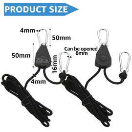 MUXHEL 6 Pairs Rope Ratchet, 1/8" Heavy Duty Ratchet Hangers, Adjustable Reinforced Rope Pulley Ratchet Hangers for Grow Room Equipment Maximum Capacity Up to 68 kg per Pair