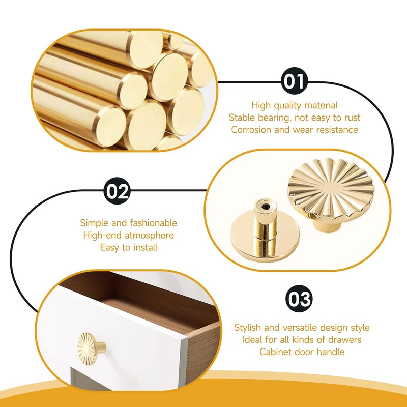 QTMMC 2 Pack Gold Cabinet Knobs Brushed Gold Knobs Doors