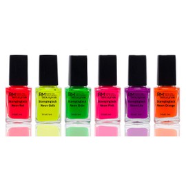 Stamping Nail Polish Neon Set Red Yellow Green Pink Purple Orange Stamping Nail Polish 6 Pack (6 x 5 ml)