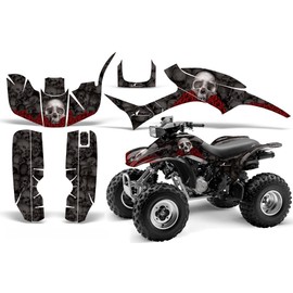 AMR Racing ATV Graphics Kit: Quad Stickers for Honda TRX300EX (1993-2006), Featuring Skulls N Roses Design in Black, Transform Your Ride with Cool ATV Stickers!