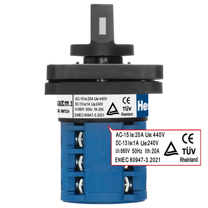 Heschen Universal Rotary Cam Selector Changeover Power Switch, SZW26-20/ZC.111111.3, 660V