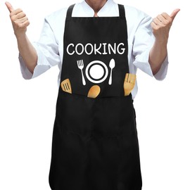 Aprons for Women Men Valentines Gifts Cooking Gifts for Men Mothers Day Gifts for Mum Auntie Grandma Fathers Gifts for Dad Uncle Grandpa Birthday Gifts for Women Mens Aprons for Cooking Black