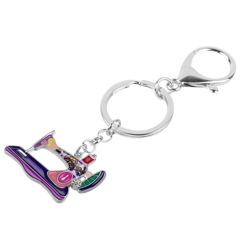 DOWAY Cute Enamel Sewing Machine Keychain Key Chains Ring for