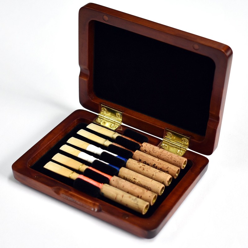 Marigo Wooden Reed Case for Oboe, 6 Pack, Brown