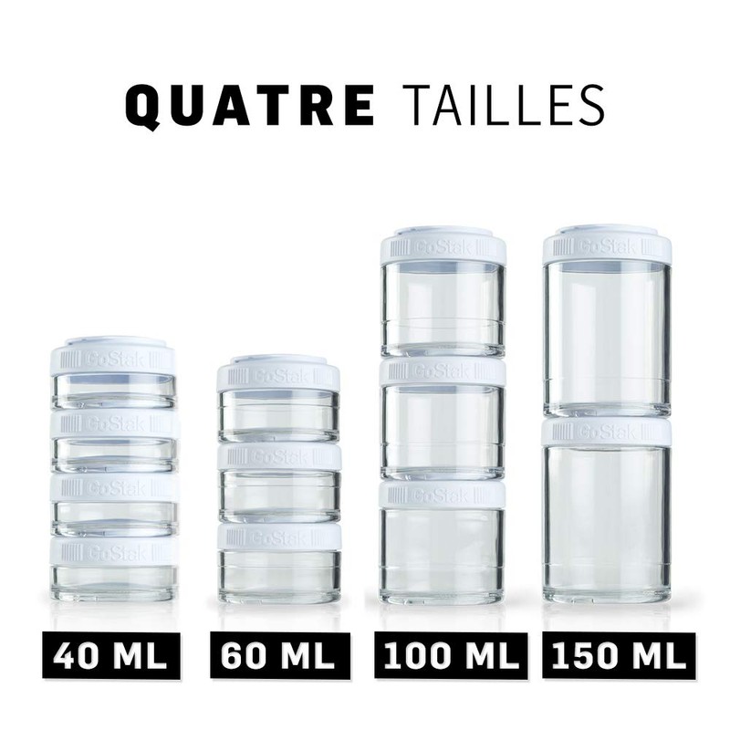 BlenderBottle GoStak Twist n' Lock Storage Jars, 100cc 3-Pak, White