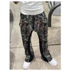 GORGLITTER Men's Camo Sweatpants Drawstring Waist Patchwork Stacked Flared Joggers