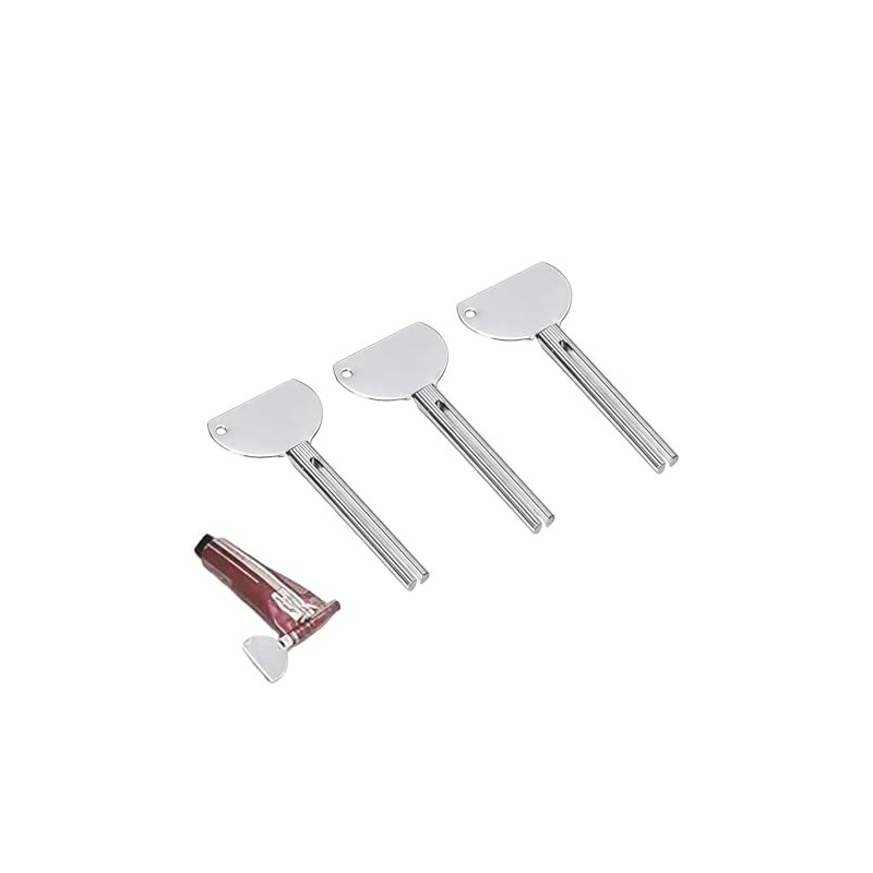 3Pcs Silver Stainless Steels Metal Tube Squeezer Keys Salon Toothpaste