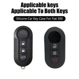 Pack of 2 Fiat Key Cover, 3-Button Car Key Case Compatible with Fiat 500 Panda Grande Punto Delta Bravo, Black + Grey