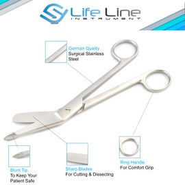 7.25 Inches Heavy Duty Nurse Doctor Lister Bandage Scissors Shears German Quality Stainless Steel (7.25")
