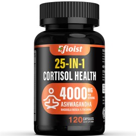 Efioist Cortisol Supplement, 25-in-1 Cortisol Reducer for Women & Men, Cortisol Supplements for Women with Ashwagandha, Rhodiola Rosea, L-Theanine, for Mood, Focus, Sleep Support, 120 Capsules