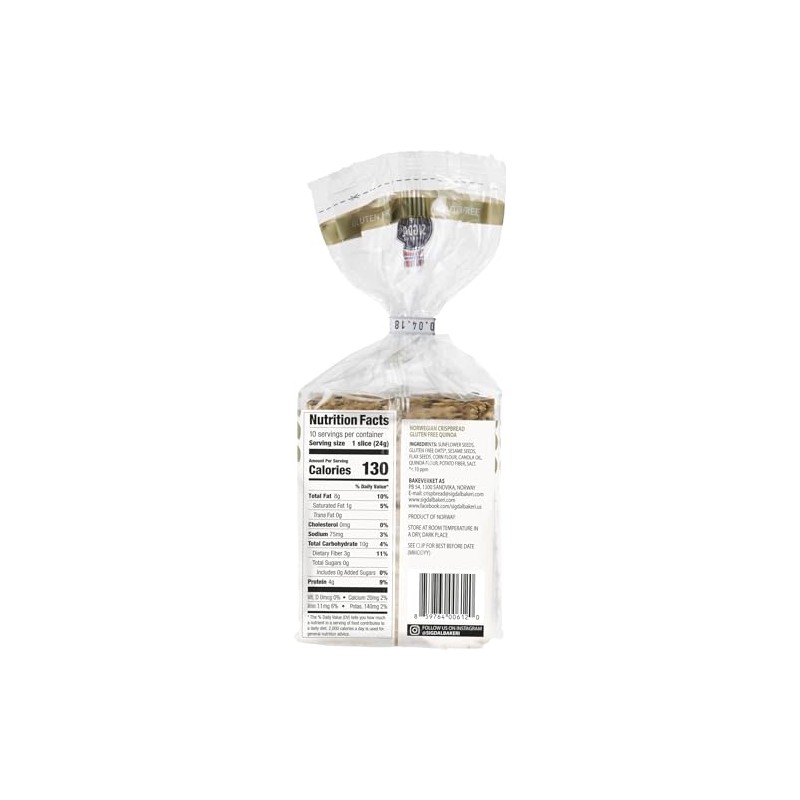 Sigdal Bakeri Gluten Free Quinoa | Norwegian Wholegrain Crispbread |