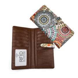 TAOSITUE Slim Wallets for Women, Credit Card Holder, RFID Clutch, Long Women Wallets with Zipper, Coin Pocket, ID Window Printing, Fireworks