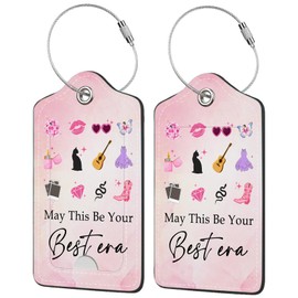 3 Pcs Luggage Tags for Suitcase, PU Travel Cruise Luggage Tag with Privacy Flap, Name ID Label and Metal Loop for Baggage Handbag School Bag Backpack, Best Era