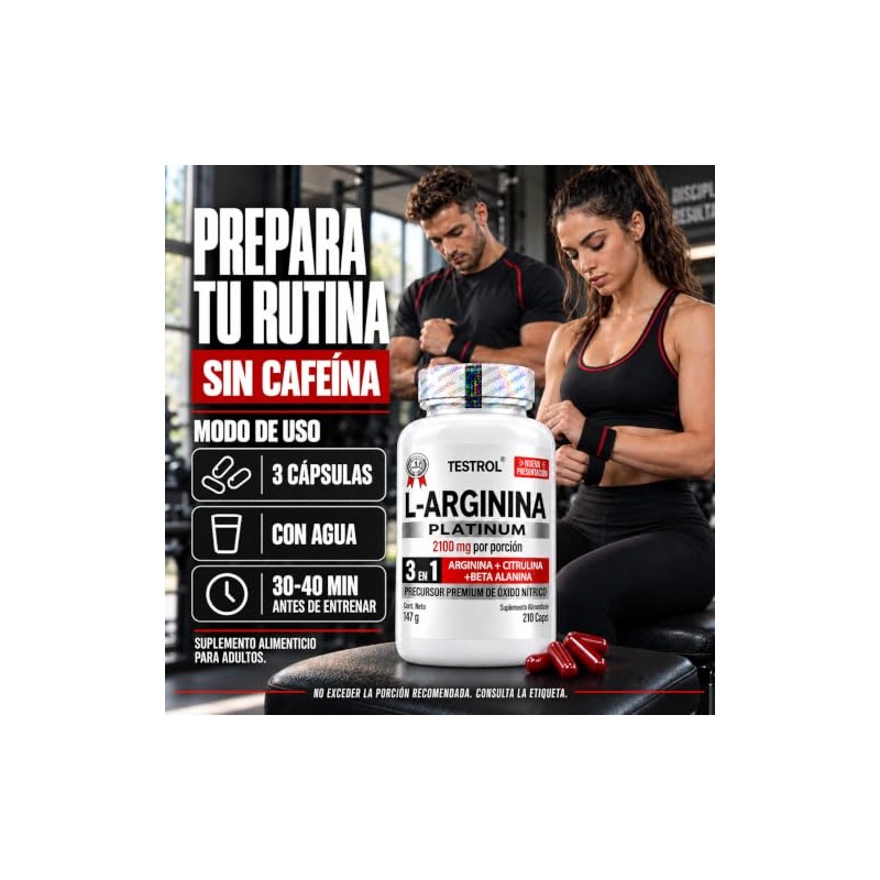 Arginina Platinum 2100mg Por Porción Citrulina Beta Alanina Pre Workout