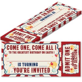 MQCLYSG Carnival Invitations 20 Pack All Circus Carnival Ticket Invitations with Envelopes Invites Cards for Kids Birthday Party