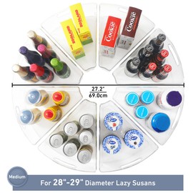 Leeden Lazy Susan Organizer for 28" Diameter Corner Lazy Susan, Plastic Kitchen Cabinet Storage Bins with Handle, 8 Packs, 1/8 Wedge - Food Safe, BPA Free