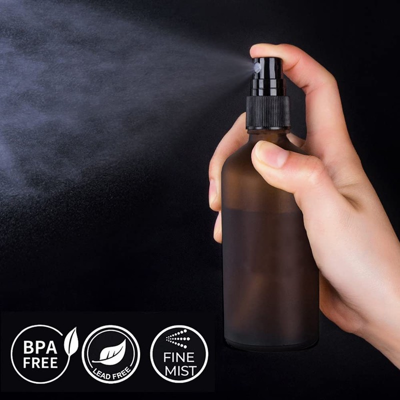 Botella de cristal ámbar esmerilado para aceites esenciales, paquete de