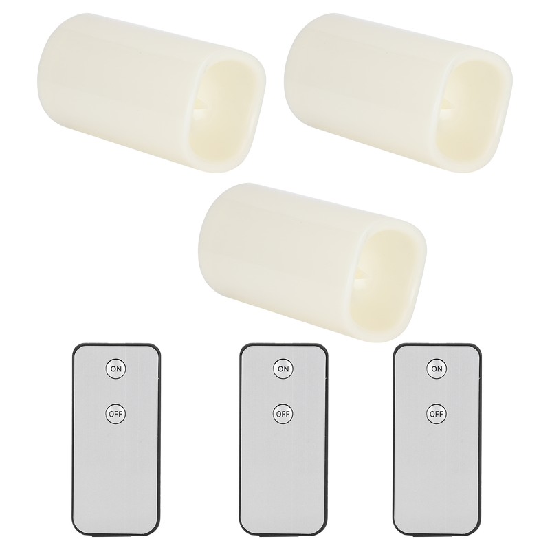 3pcs Electronic LED Candles Plastic Flameless Flickering Pillar Fake Candles