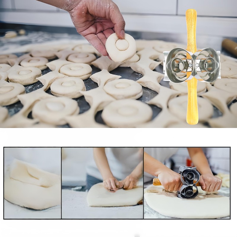 Donut Cutter with Hole Doughnut Cutter Pastry Lattice Roller Cutter