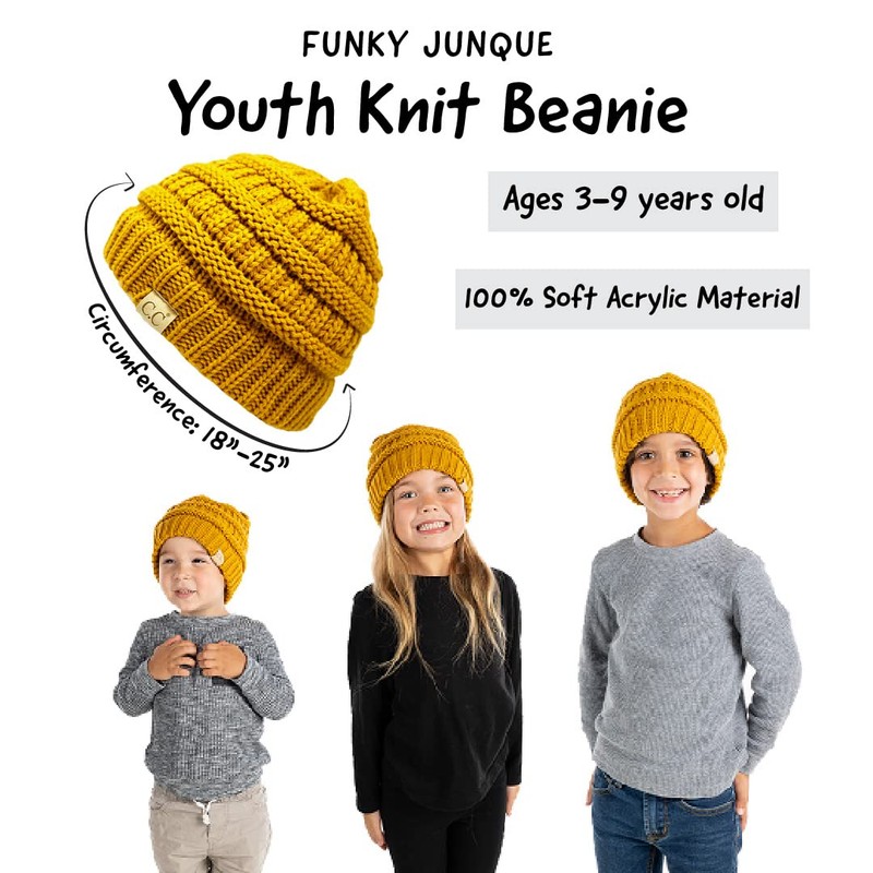 Funky Junque Kids Large Beanie - Mustard