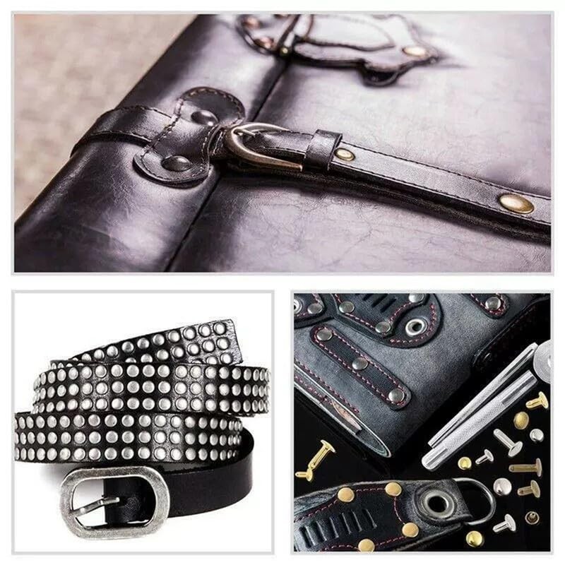 200 Pcs Leather Rivets, Bronze Metal Double Cap Rivets Snaps