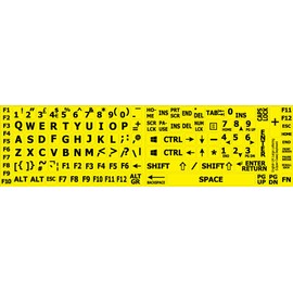 ENGLISH UK LARGE LETTERING KEYBOARD LABELS LAYOUT (UPPER CASE) YELLOW BACKGROUND for DESKTOP, LAPTOP and NOTEBOOK