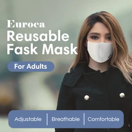 Euroca Cloth Face Mask 3 Layer Reusable Washable and Adjustable with Filter Pocket for Adult -3 Packs with 6 Filters included (Black + Espresso + Grey, Large)