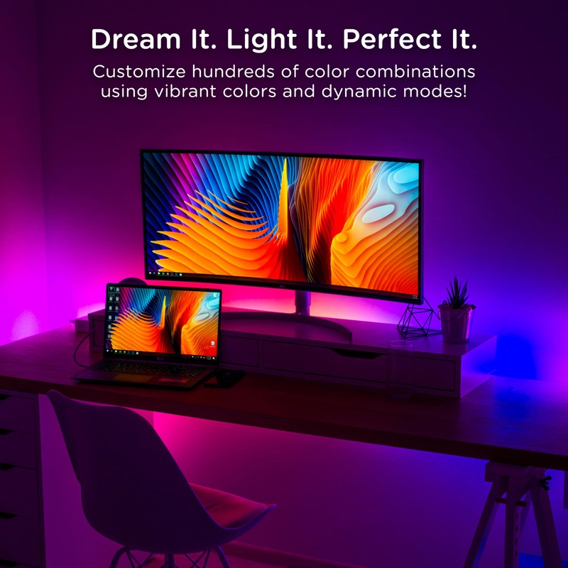 Enbrighten USB Powered RGB LED Light Strip, 12ft, Indoor LED