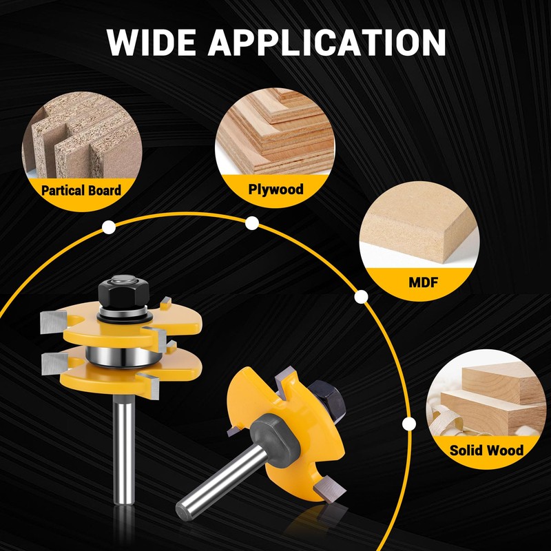 Junreox 2PCS Tongue and Groove Router Bit Set, 3rd Gen.
