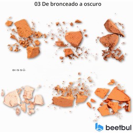 Kit de maquillaje: Bissú Contour Palette + 1 palicador + 2 Aplicadores Dedos + esponja de maquillaje + esponja exfoliante (3 modelos) (03 Bronceado)