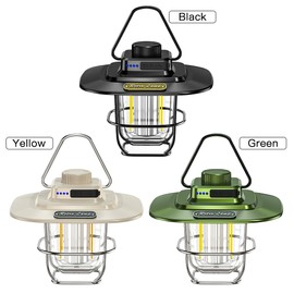 Vintage LED Camping Lantern Water-resistant Type C Rechargeable Camping Light Lamp for Outdoor Hiking Power Outage Emergency Home Backyard Patio
