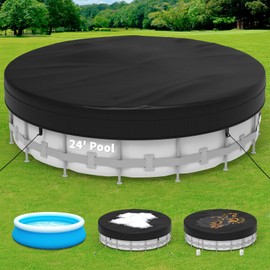 Poolergetic 24FT Round Pool Cover, Heavy Duty Pool Covers for Above Ground Pools, Round Pool Cover Protector UV and Tear Resistant, Waterproof and Dustproof