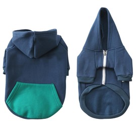 meioro Zipper Hooded Pet Clothing Dog Cat Clothes Cute Pet Clothing Warm Hooded French Bulldog Pug (XS, Blue)