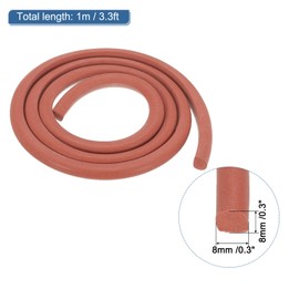 PATIKIL Silicone Foam Seal Strip, 8mmx8mmx1m D-Shape Seal Strip Backer Rod Crack Caulk Saver Solid Sponge Rubber Joint Filler for Sealing Wall Tile Gaps Blocker DIY, Red