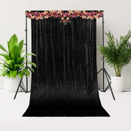 Trimming Shop 4ft x 7ft Black Sequin Backdrop Photography Background Shiny Fabric Glitter Curtain Backdrop Photo Studio Background for Birthday Wedding Reception Party Christmas Decoration
