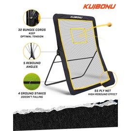 KuiBonu Lacrosse Rebounder, 5x7ft Volleyball Rebounder Net with 5 Bounce Back Angles, Neon Target and Lacrosse Ball, Rebounder for Volleyball Lacrosse Baseball and Soccer Practice