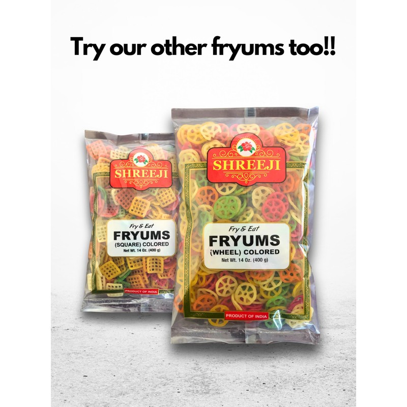 Shreeji Bhindi Colored Fryums 400g (14 Oz) *Fry & Eat*