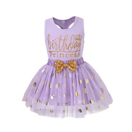 LYSMuch Toddler Little Girl's Birthday Outfits Princess Vest Sleeveless Shirt Mesh Tutu Skirt Clothing Set (Purple #1,7-8 Years)