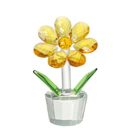 Crystal Ornaments Crystal Sunflower Paperweight 1 PCS Colorful Crystal Flower Ornaments for Table Decoration for Birthday, Easter, Christmas, Wedding, and Mother's Day (yellow)