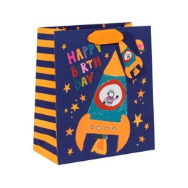 Glick Medium Gift Bag, Rocket Boy, 225 x 200 x 100 mm, Luxury Recyclable Bag for Birthdays & Celebrations