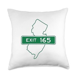 NJ New Jersey Garden State Parkway Apparel New Jersey NJ GSP Garden State Parkway Exit Sign 165 Throw Pillow, 18x18, Multicolor